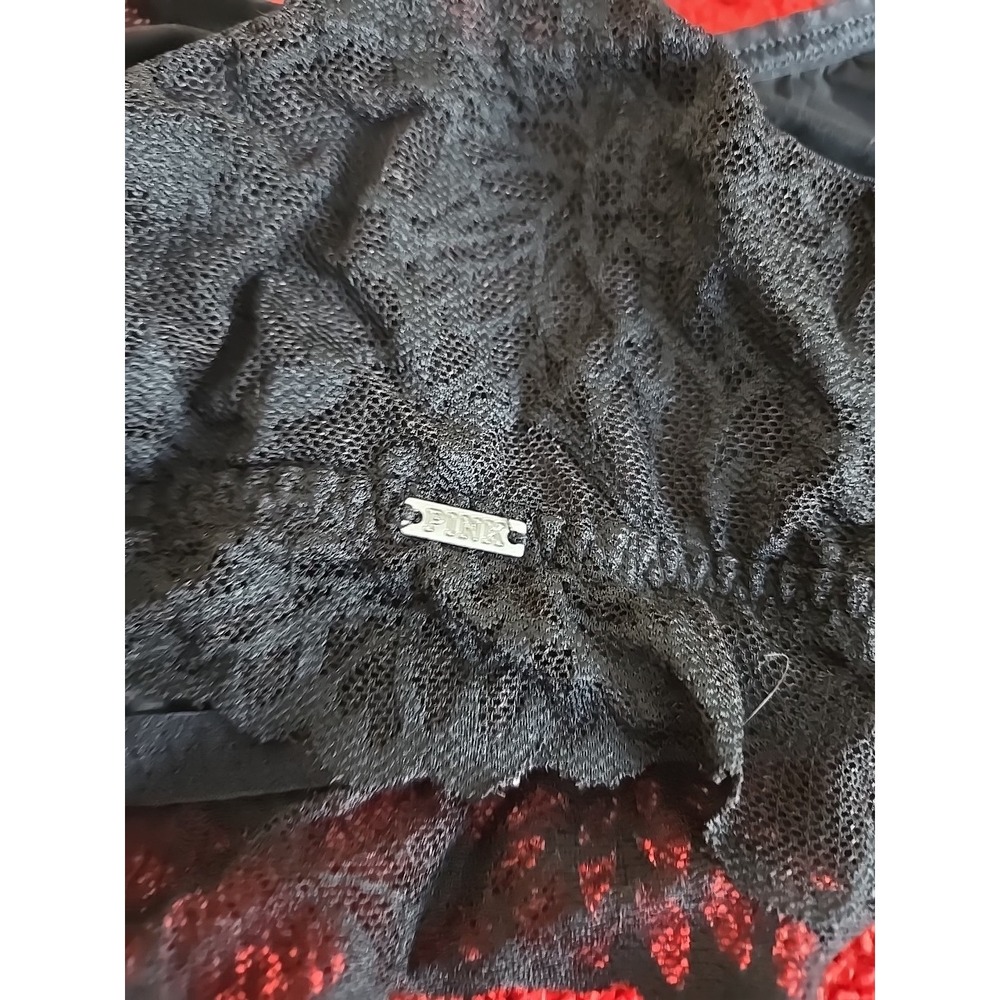 Victoria Secret Pink Bralette Med Black lace Racerback - Picture 8 of 9